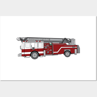 Fire Truck, Ladder Truck Posters and Art